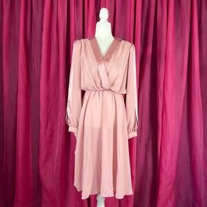 Vintage Unbranded chiffon satin, semi sheer midi dress, size med